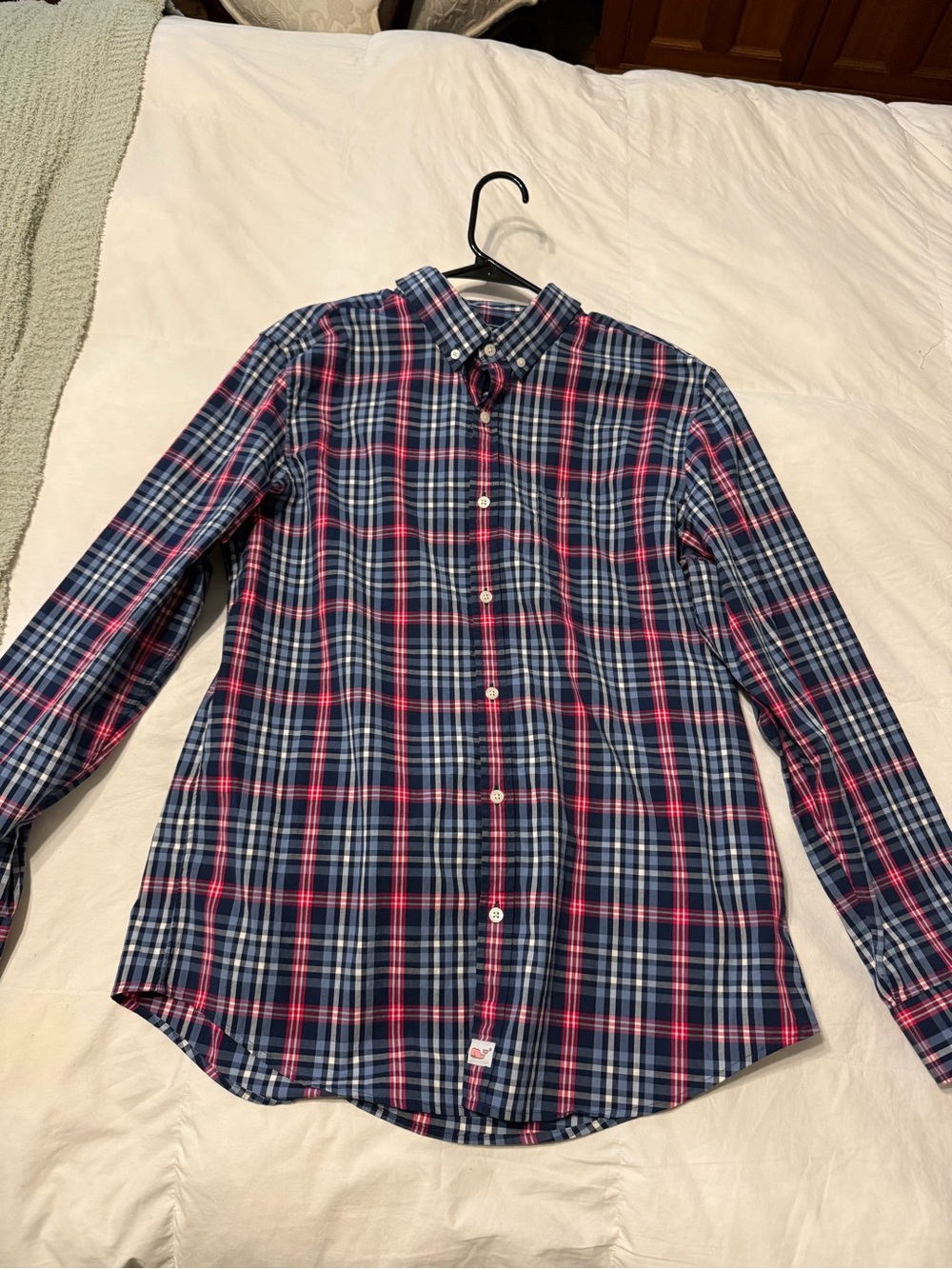 Vineyard Vines Shirt Mens Large Blue Plaid Slim Fit Button Up Long Sleeve Used